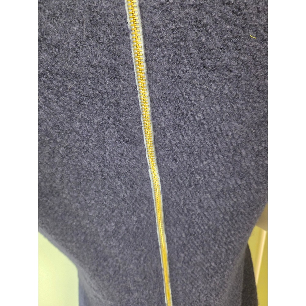 Sail to Sable Navy Blue Wool Blend Boucle Embroidered Shift Dress Size 8 - Picture 9 of 11
